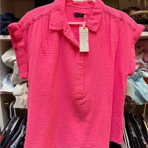 Vineyard Vines Bright Pink Gauze Blouse